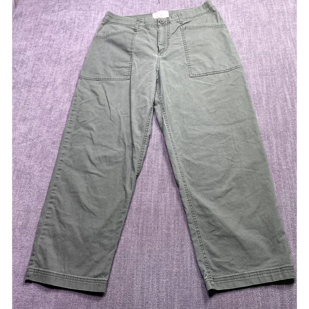 Lucky Brand Ankle Pants Womens 8/29 Olive Green Flat Front Straight Leg Casual